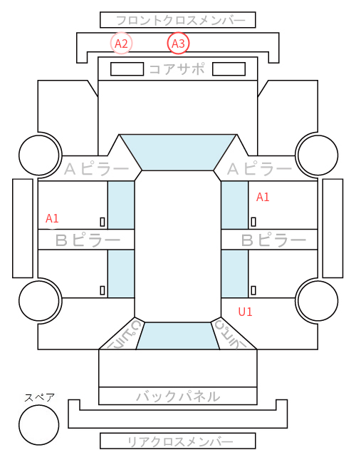 Body condition diagram (damage marks, Japanese labels)