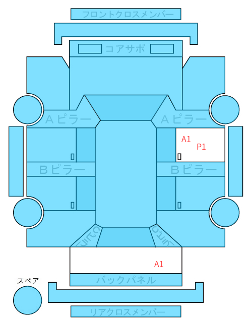 Body condition diagram (damage marks, Japanese labels)