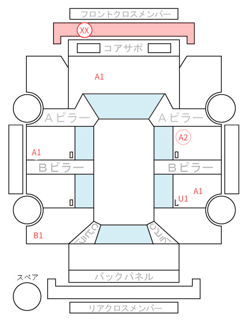 Body condition diagram (damage marks, Japanese labels)