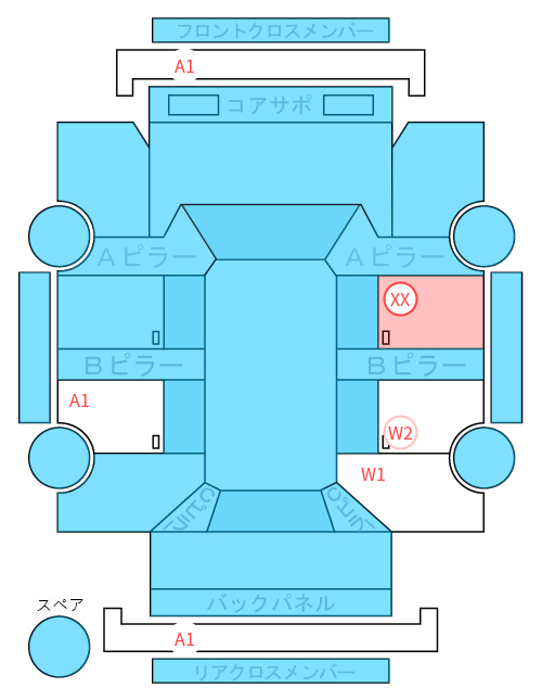 Body condition diagram (damage marks, Japanese labels)