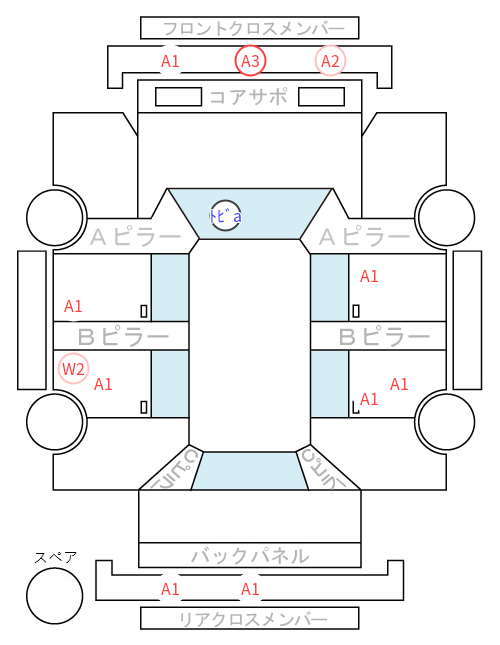 Body condition diagram (damage marks, Japanese labels)