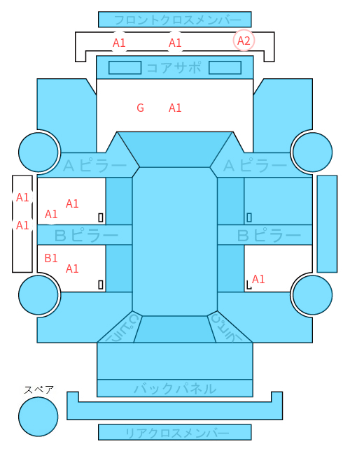 Body condition diagram (damage marks, Japanese labels)