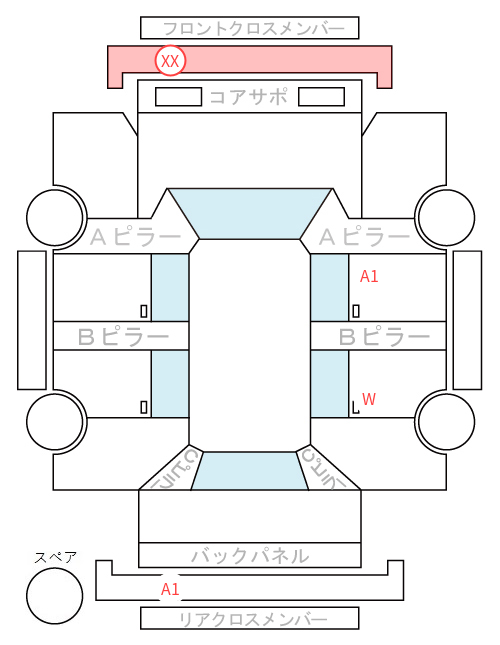 Body condition diagram (damage marks, Japanese labels)