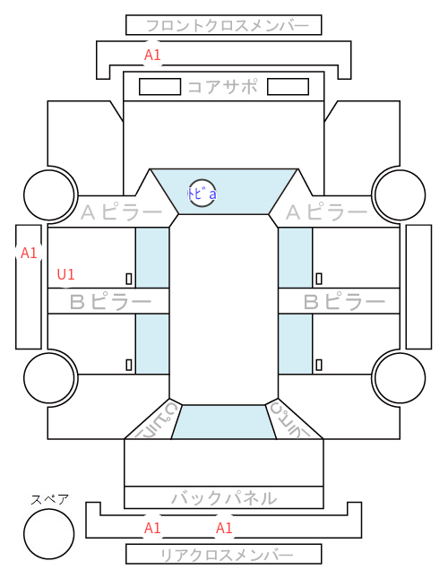 Body condition diagram (damage marks, Japanese labels)