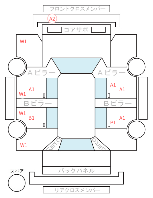 Body condition diagram (damage marks, Japanese labels)