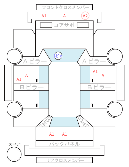 Body condition diagram (damage marks, Japanese labels)