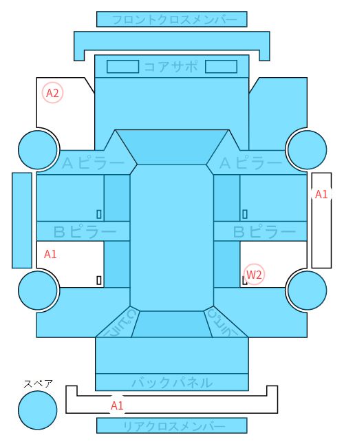 Body condition diagram (damage marks, Japanese labels)