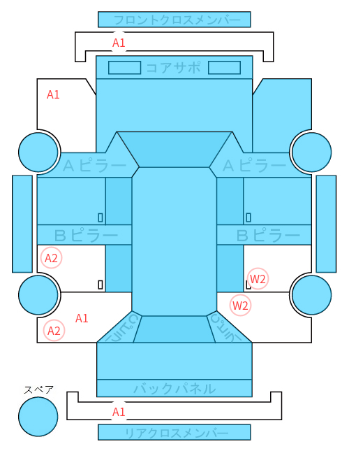 Body condition diagram (damage marks, Japanese labels)