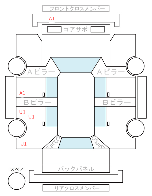 Body condition diagram (damage marks, Japanese labels)