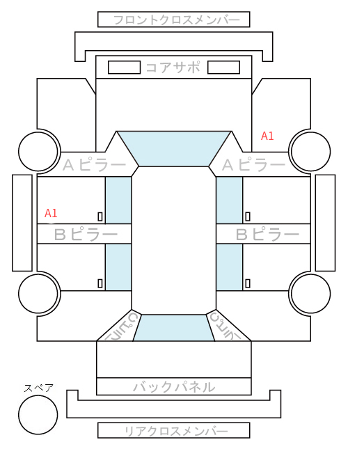 Body condition diagram (damage marks, Japanese labels)