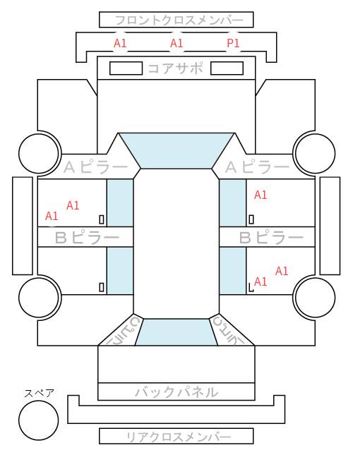 Body condition diagram (damage marks, Japanese labels)