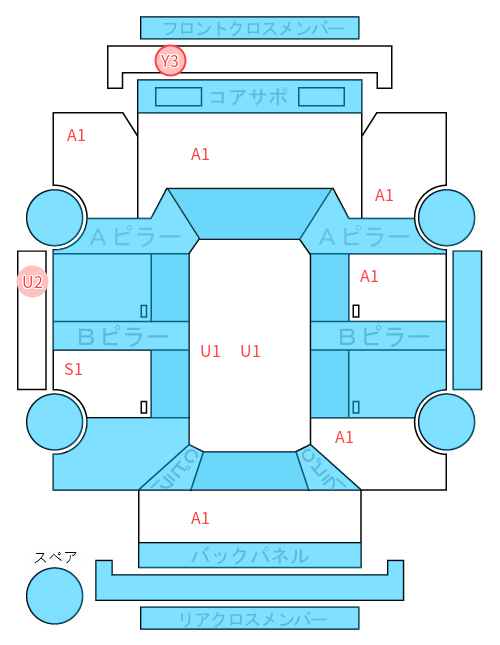 Body condition diagram (damage marks, Japanese labels)