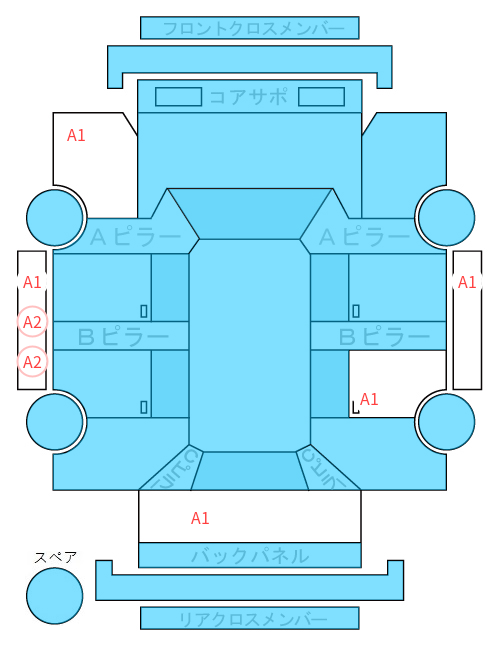 Body condition diagram (damage marks, Japanese labels)