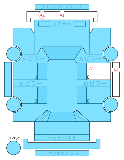 Body condition diagram (damage marks, Japanese labels)