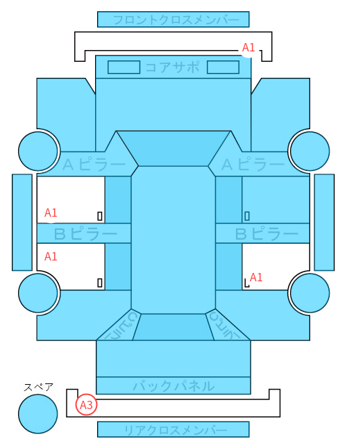 Body condition diagram (damage marks, Japanese labels)