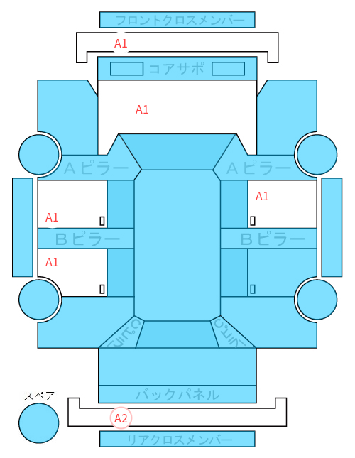 Body condition diagram (damage marks, Japanese labels)