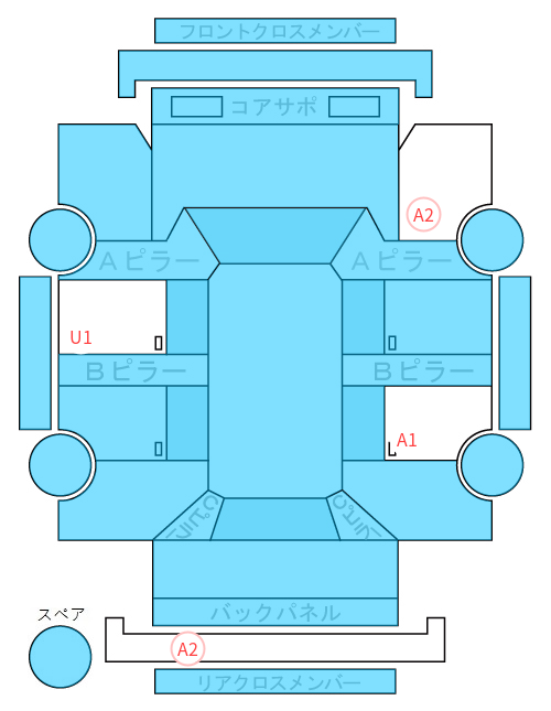 Body condition diagram (damage marks, Japanese labels)