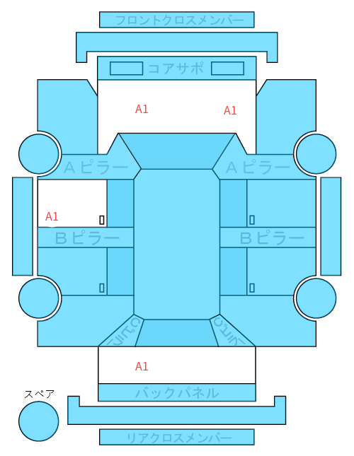 Body condition diagram (damage marks, Japanese labels)