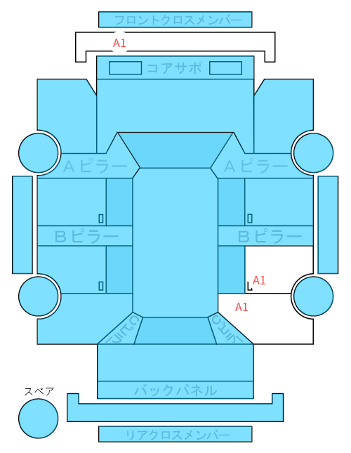 Body condition diagram (damage marks, Japanese labels)