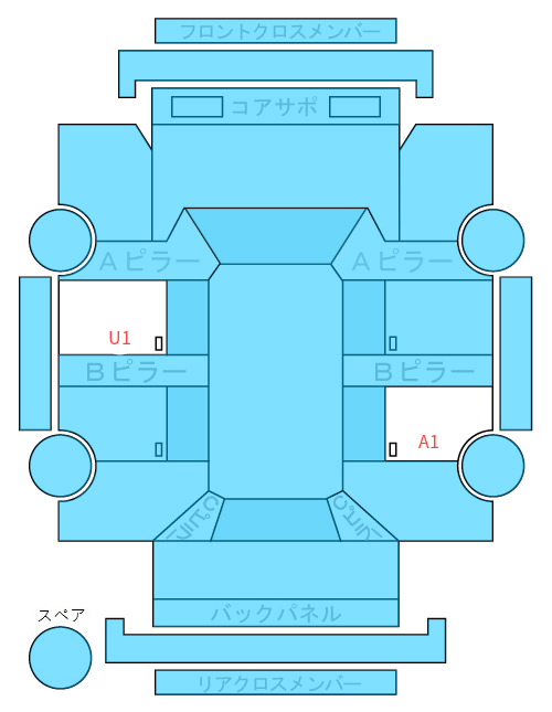 Body condition diagram (damage marks, Japanese labels)