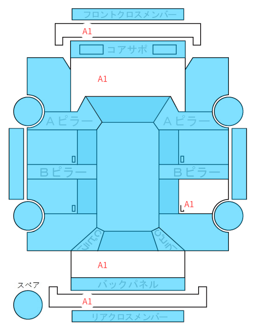 Body condition diagram (damage marks, Japanese labels)