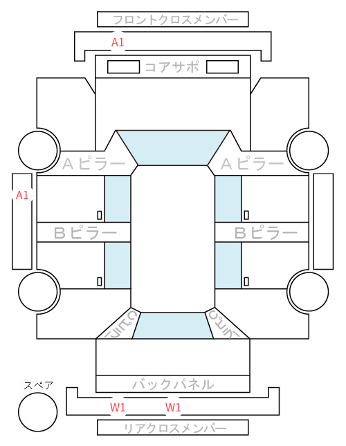 Body condition diagram (damage marks, Japanese labels)