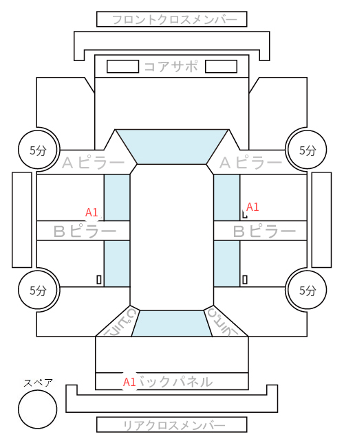 Body condition diagram (damage marks, Japanese labels)