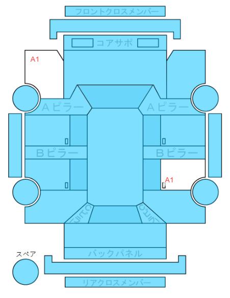 Body condition diagram (damage marks, Japanese labels)