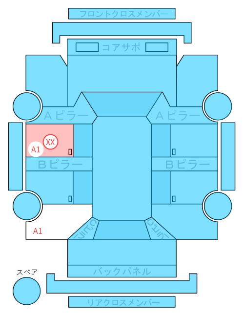 Body condition diagram (damage marks, Japanese labels)