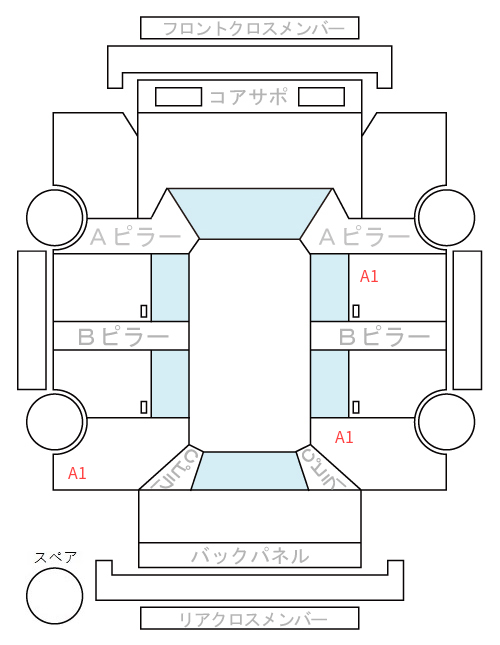 Body condition diagram (damage marks, Japanese labels)