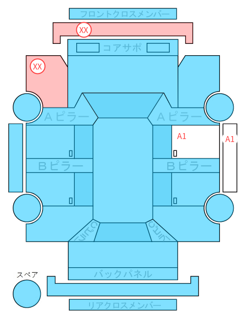 Body condition diagram (damage marks, Japanese labels)