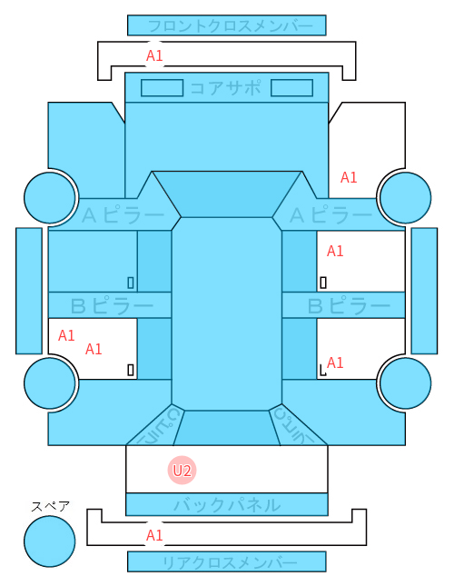 Body condition diagram (damage marks, Japanese labels)