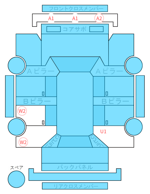 Body condition diagram (damage marks, Japanese labels)