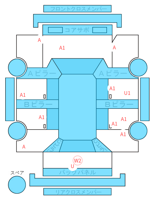 Body condition diagram (damage marks, Japanese labels)