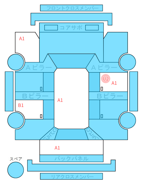 Body condition diagram (damage marks, Japanese labels)