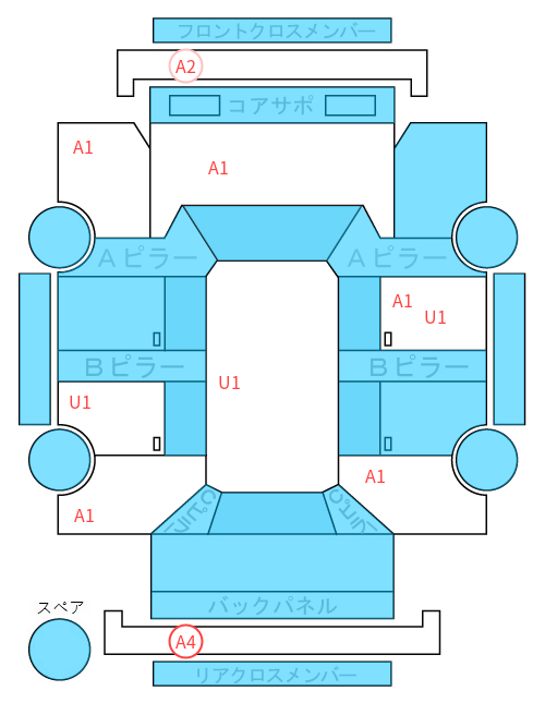 Body condition diagram (damage marks, Japanese labels)