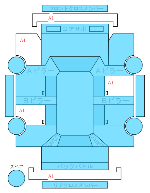Body condition diagram (damage marks, Japanese labels)
