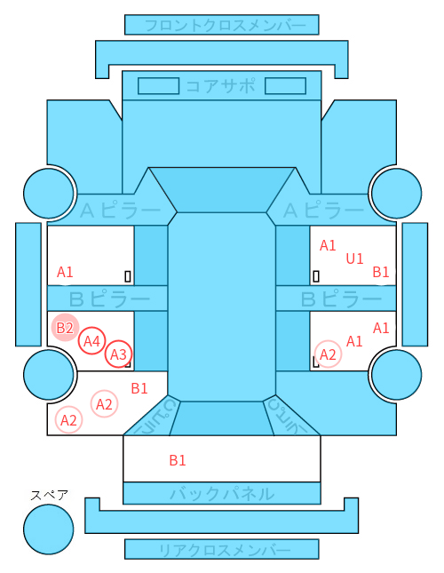 Body condition diagram (damage marks, Japanese labels)