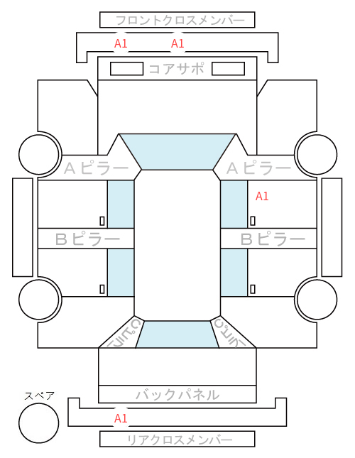 Body condition diagram (damage marks, Japanese labels)