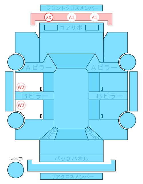 Body condition diagram (damage marks, Japanese labels)