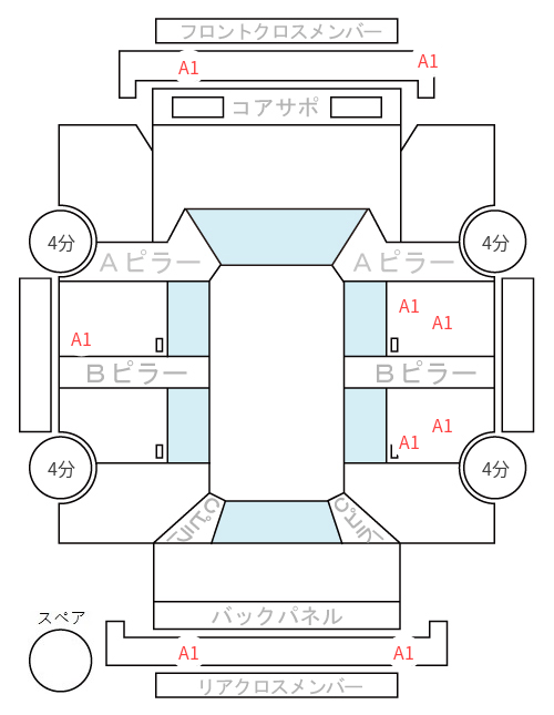 Body condition diagram (damage marks, Japanese labels)