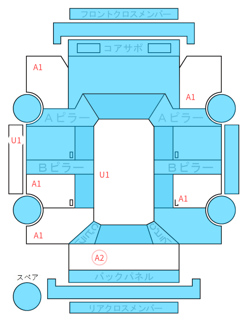 Body condition diagram (damage marks, Japanese labels)