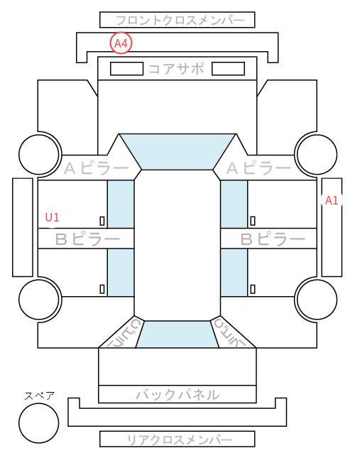 Body condition diagram (damage marks, Japanese labels)