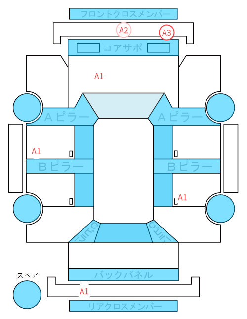Body condition diagram (damage marks, Japanese labels)