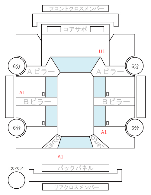 Body condition diagram (damage marks, Japanese labels)
