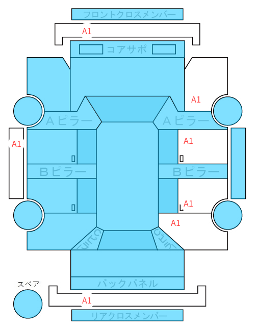 Body condition diagram (damage marks, Japanese labels)