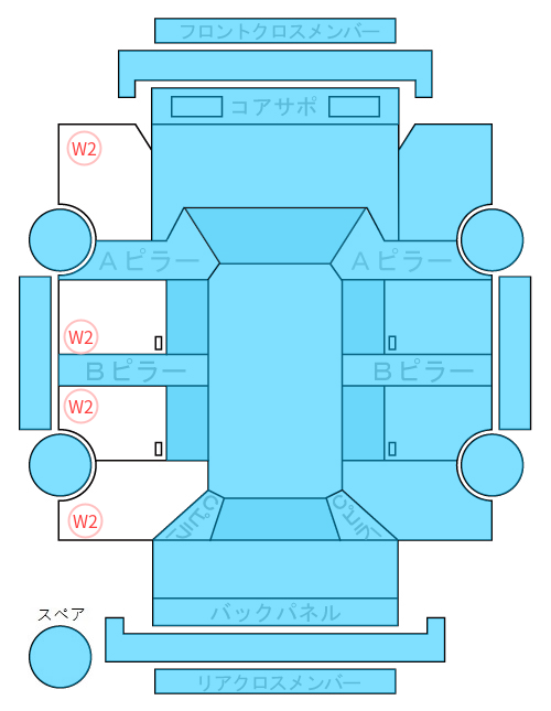 Body condition diagram (damage marks, Japanese labels)