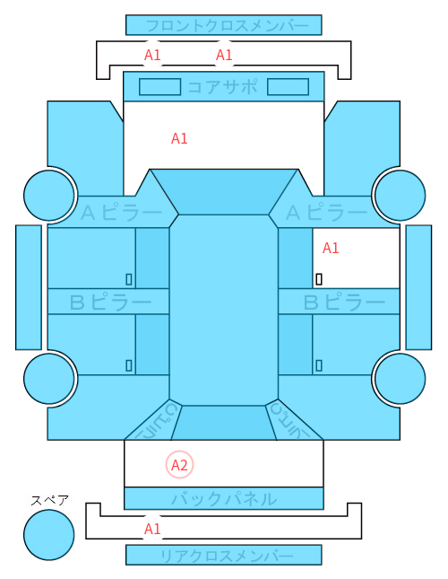 Body condition diagram (damage marks, Japanese labels)