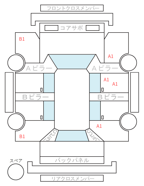 Body condition diagram (damage marks, Japanese labels)