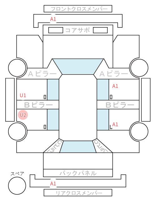 Body condition diagram (damage marks, Japanese labels)